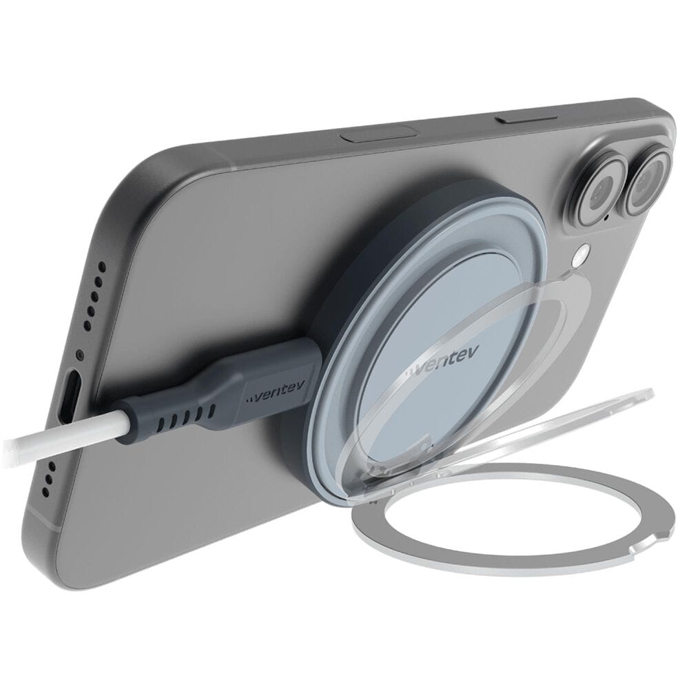 Ventev Qi2 15W Wireless Magnetic Charger with Stand in Silver, , large