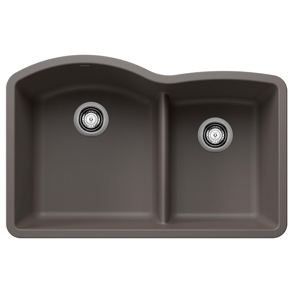 Blanco Diamond 32" 1-3/4 Double Bowl Kitchen Sink with Low Divide in Volcano Gray, , large