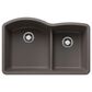 Blanco Diamond 32" 1-3/4 Double Bowl Kitchen Sink with Low Divide in Volcano Gray, , large