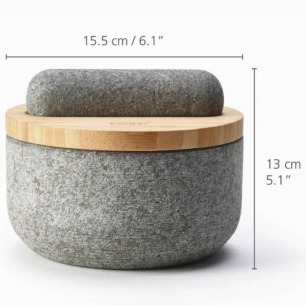 Joseph Joseph Dash Pestle and Mortar with Bamboo Lid in Grey and Brown, , large