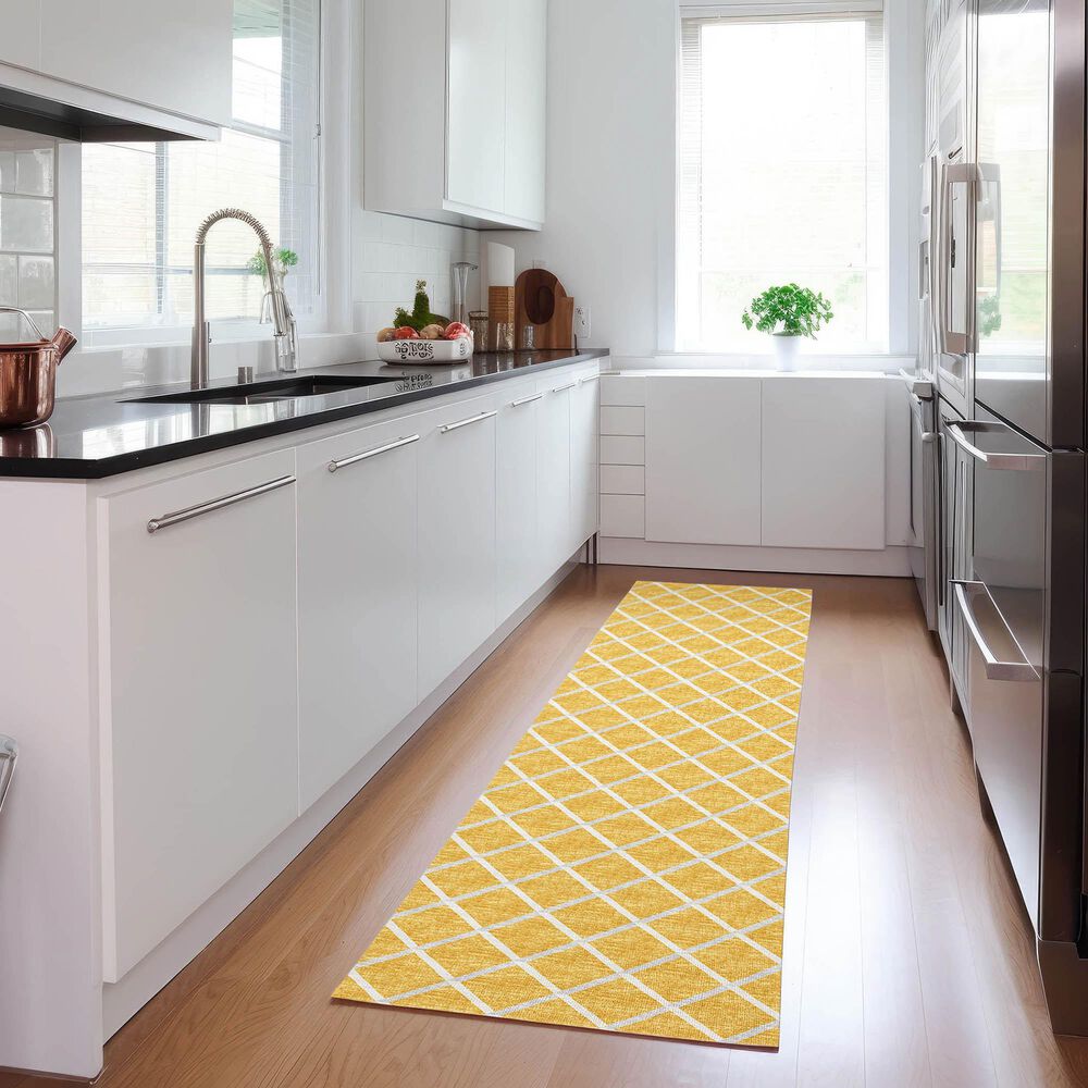 Dalyn Rug Company York 2&#39;3&quot; x 12&#39; Gold Indoor/Outdoor Runner, , large