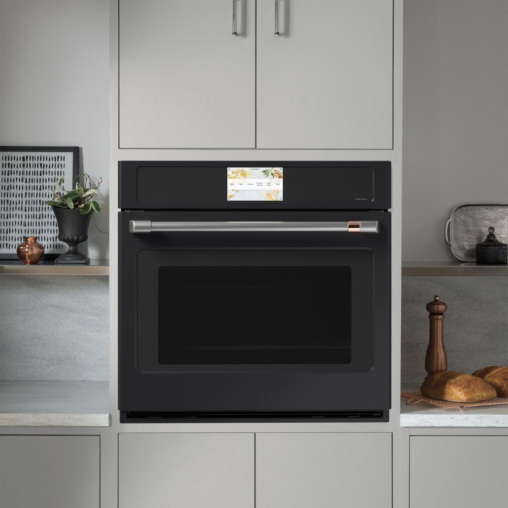 Cafe 2-Piece Kitchen Package with Matte Black 30" Smart Built-In Convection Single Wall Oven and Stainless Steel 36" Gas Cooktop, , large