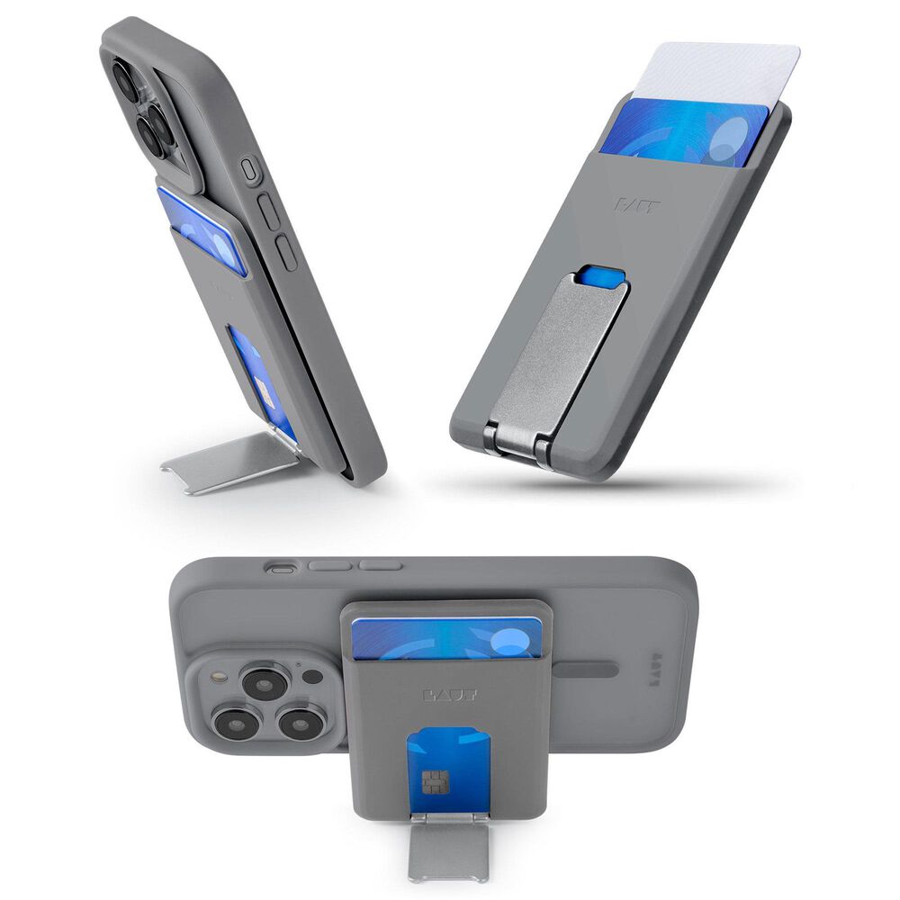 LAUT Flexi Prop MagSafe Card Holder with Stand for iPhone in Grey, , large