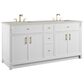 James Martin Bellshire 72" Double Bathroom Vanity in Bright White with 3 cm Siberian Silestone Top and Rectangular Sinks, , large