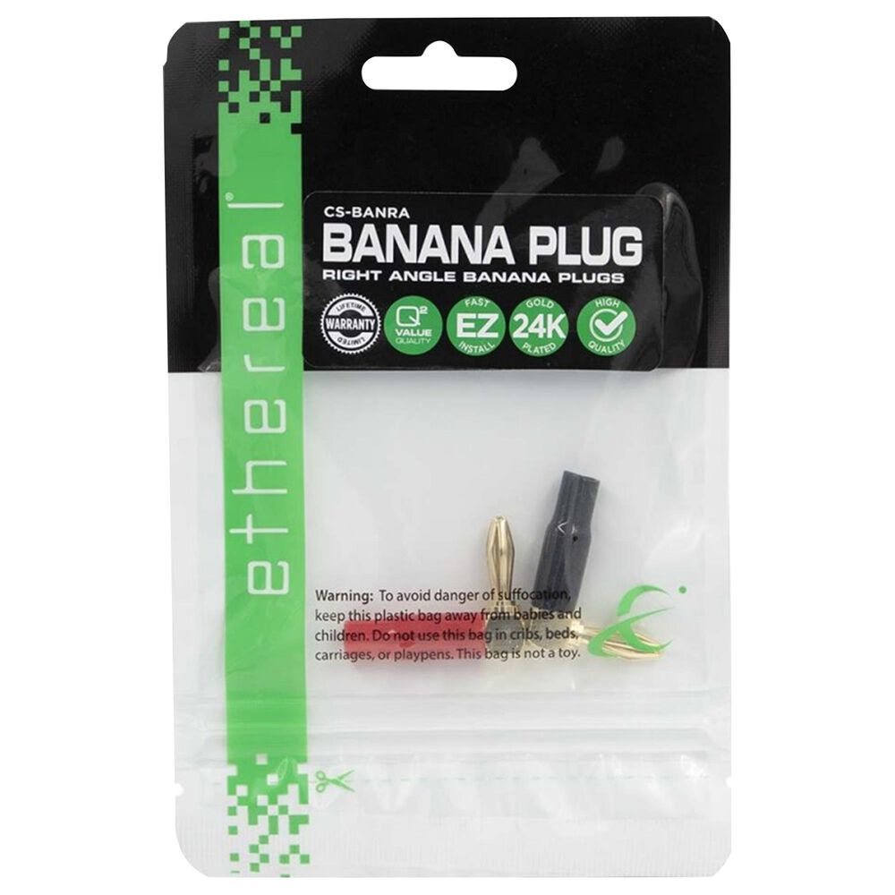 Helios Banana Plug Right Angle Pair in Gold, Black and Red, , large