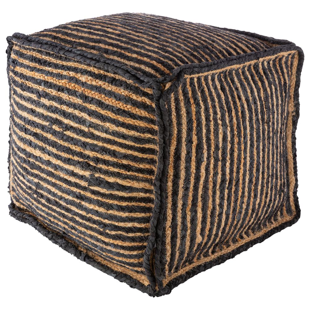 Surya Inc Perth Pouf in Ink/Tan, , large