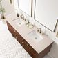 James Martin Vanities Amberly 72" Double Bathroom Vanity in Walnut with 3 cm Carrara White Marble Top and Rectangular Sinks, , large