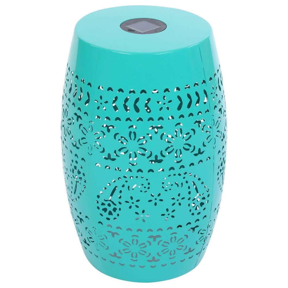 Hearth and Haven Outdoor Side Table with Built-In Solar Battery in Teal, , large