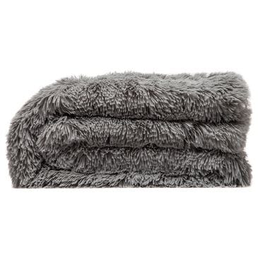 50" x 65" Faux Long Fur Throw Blanket in Gray, , large