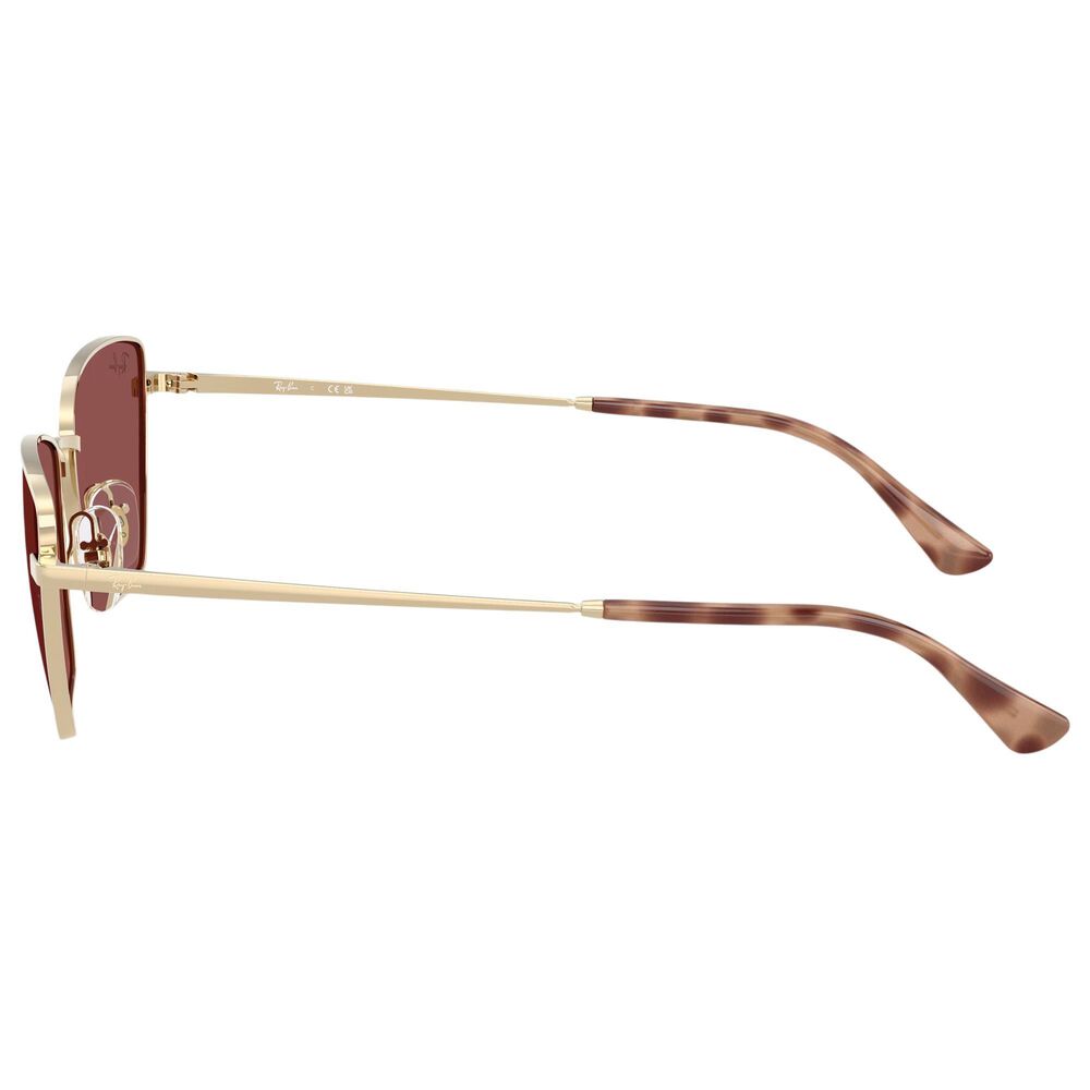 Rayban Glasses Drea Bio-Based Sunglasses with Dark Violet Lenses in Polished Pale Gold, , large