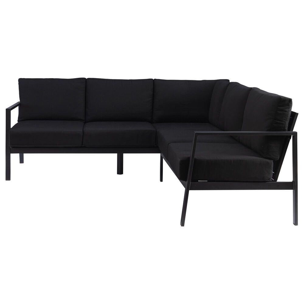 Linon Home Decor Holland 2-Piece Outdoor Sectional Sofa with Black Upholstery in Black, , large