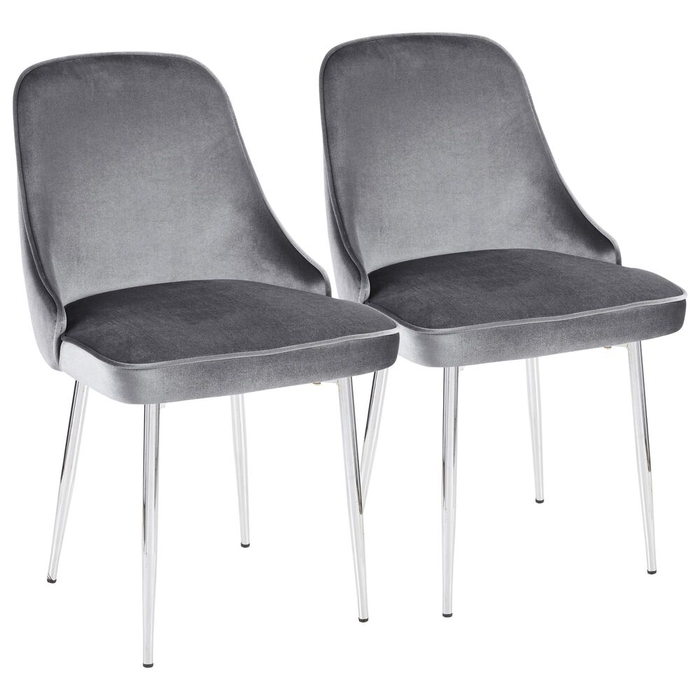 Lumisource Marcel Dining Chair in Blue/Chrome (Set of 2), , large