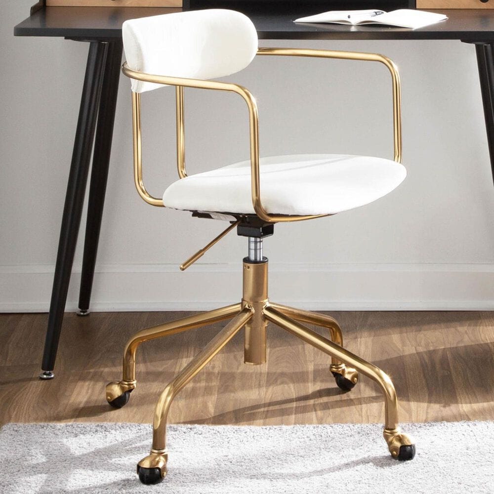 Lumisource Demi Task Chair with Cream Cushion in Gold, , large