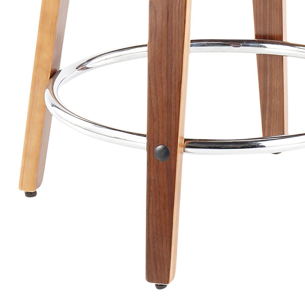 Lumisource Cecina Swivel Counter Stool with Brown Cushion in Walnut and Chrome &#40;Set of 2&#41;, , large