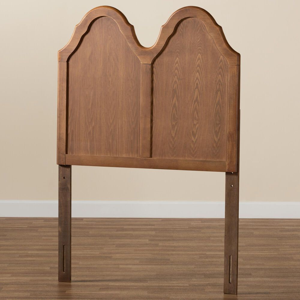 Baxton Studio Tobin Twin Arched Headboard in Ash Walnut, , large