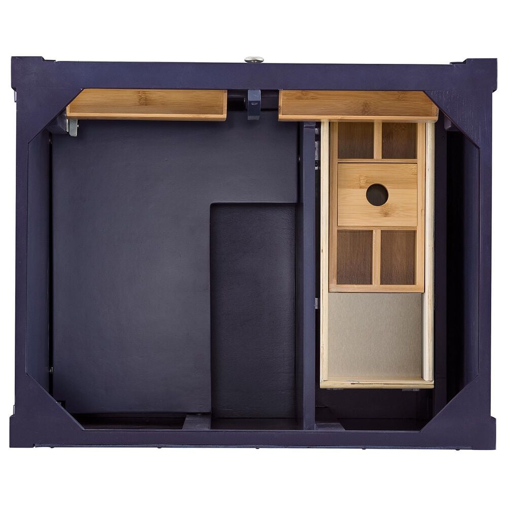 James Martin Vanities Brittany 30" Single Bathroom Vanity in Victory Blue with Single Hole 3 cm White Zeus Quartz Top and Rectangular Sink, , large