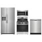 Frigidaire 4-Piece Kitchen Package with 25.6 Cu. Ft. Side-by-Side Refrigerator and 5.3 Cu. Ft. Gas Range in Stainless Steel, , large