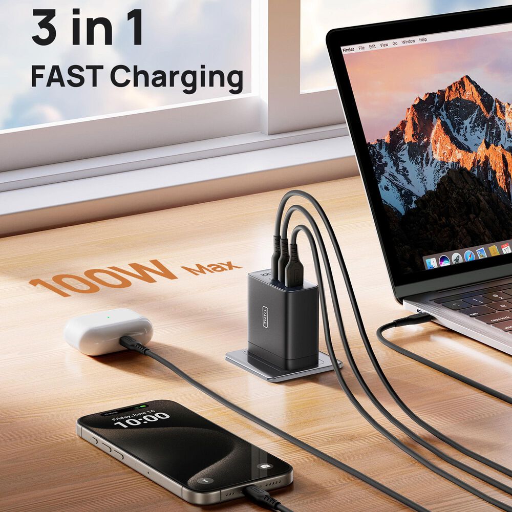 INUI Leopard 100W Fast Charging Wall Charger in Black, , large