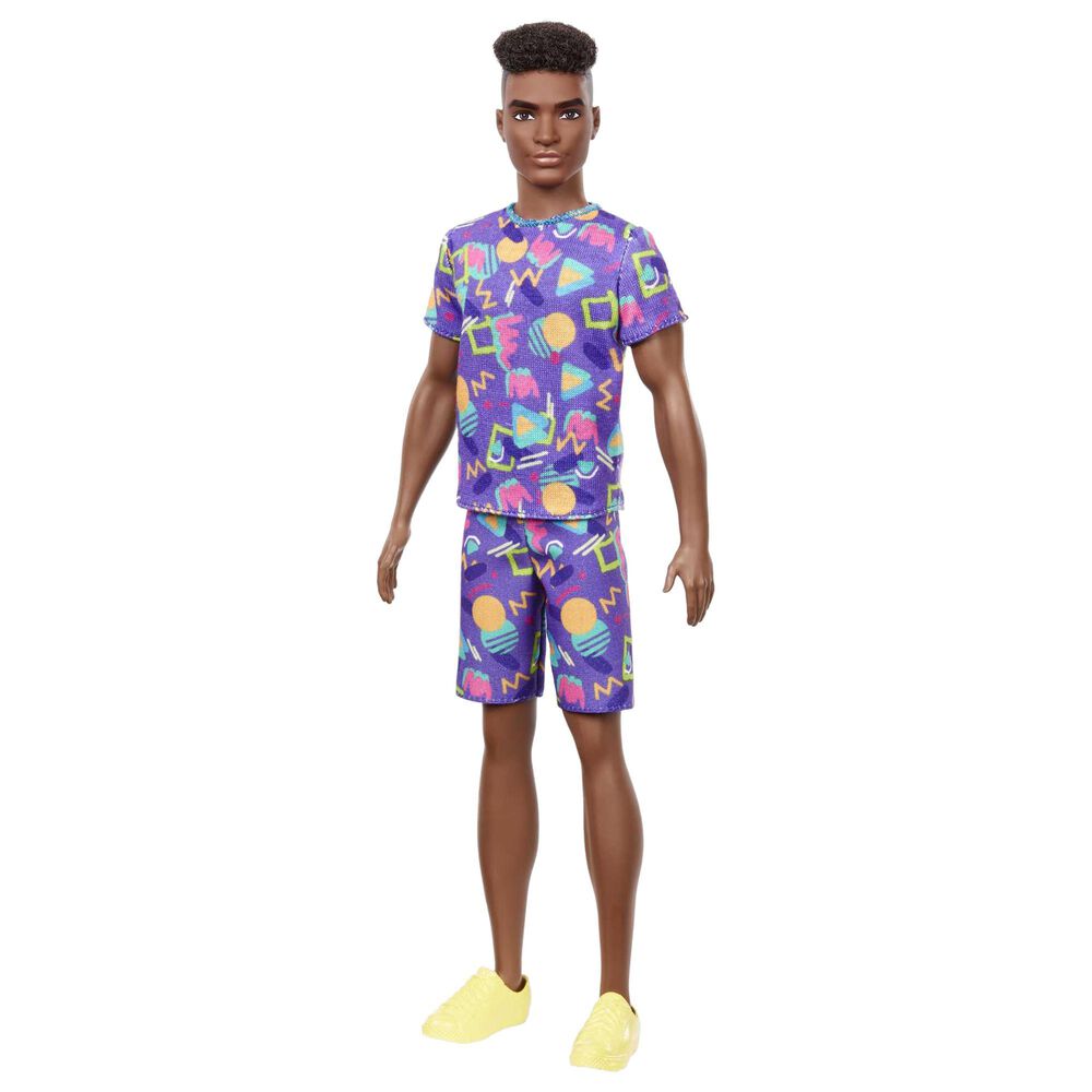 Barbie Fashionistas Ken Doll with Purple All-Over Print Shirt and Shorts, , large
