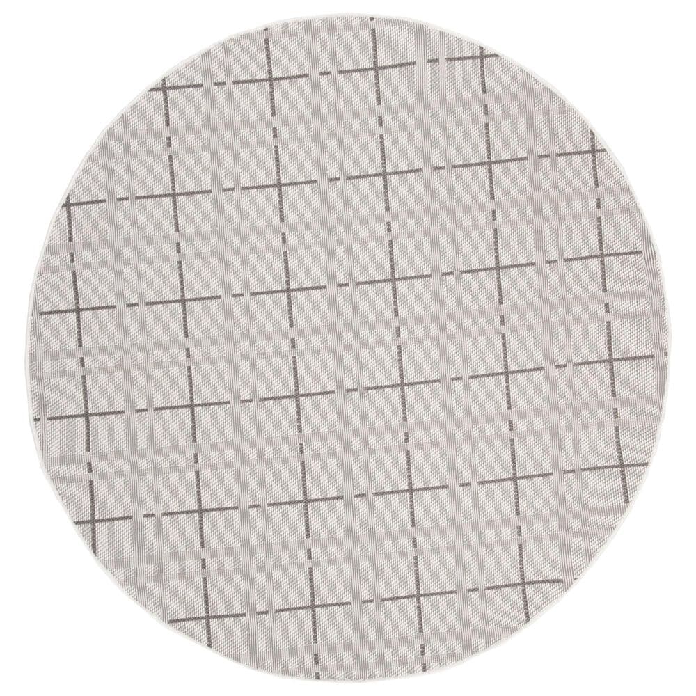 Safavieh Bermuda BMU803B 8" Round Ivory and Grey Indoor/Outdoor Area Performance Rug, , large