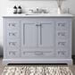 Lexora Home Dukes 48" Single Bathroom Vanity in Dark Grey with 2 cm White Carrara Marble Top and Rectangular Sink, , large