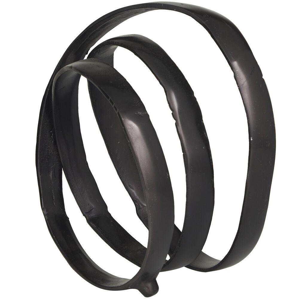 Maple and Jade Abstract Looped Decorative Sculpture in Satin Black, , large