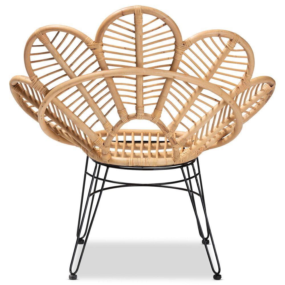 Baxton Studio Garan Rattan Accent Chair in Natural Brown and Black, , large
