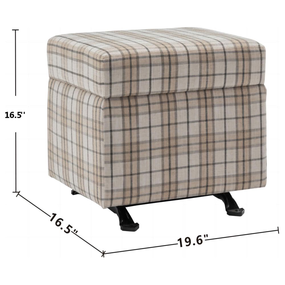 Lamps Per Se Camelot 25&quot; Rectangle Gliding Ottoman in Light Brown and Gray, , large