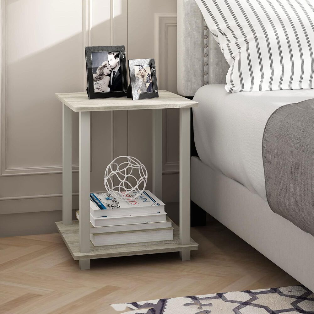 HOMLUX 2-Tier End Table in Sonoma Oak and White (Set of 2), , large