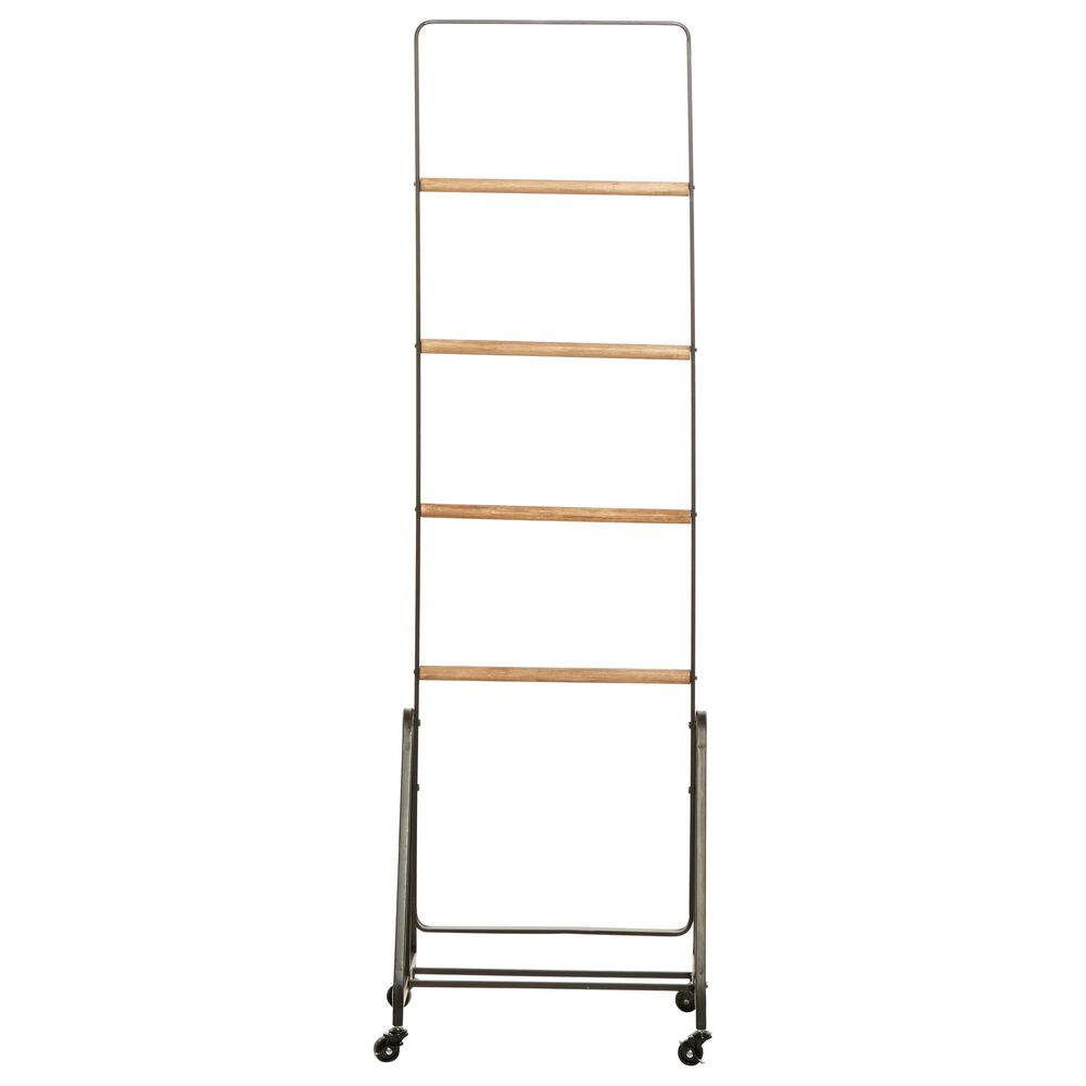 Maple and Jade 61&quot; Industrial Shelving Unit in Black and Natural Brown, , large