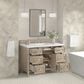 James Martin Vanities Lorelai 48" Single Vanity in Whitewashed Oak with 3 cm White Zeus Quartz Top, , large