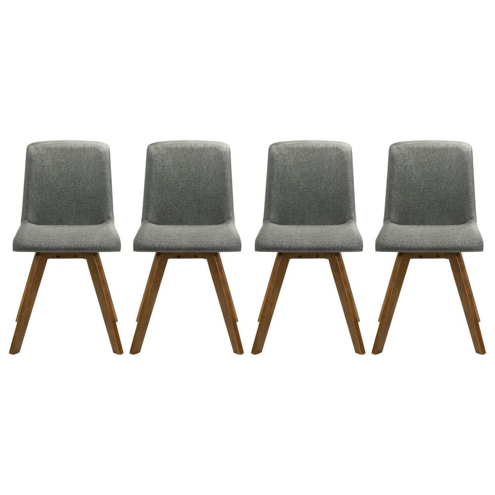 Armen Living Gina Side Chair with Charcoal Upholstery in Warm Walnut (Set of 4), , large