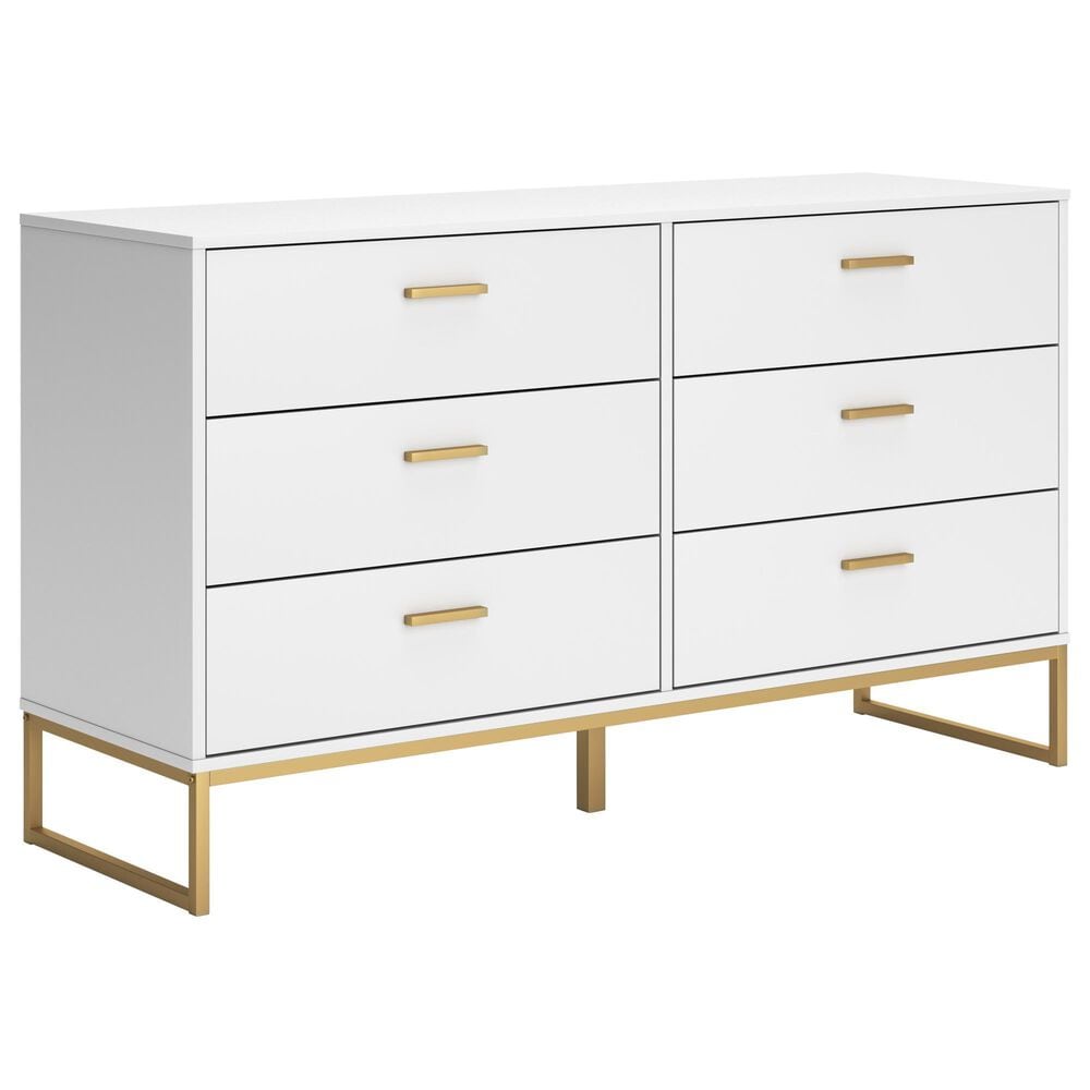 Ashley Socalle 6-Drawer Dresser in Matte White and Gold, , large
