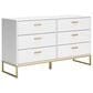 Ashley Socalle 6-Drawer Dresser in Matte White and Gold, , large