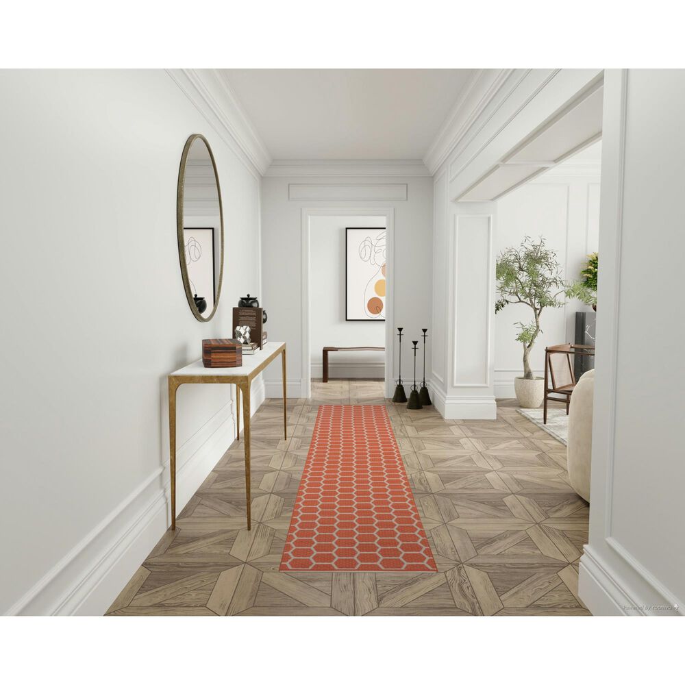 Nourison Twist Reversible 2&#39;2&quot; x 12&#39; Coral Indoor/Outdoor Runner, , large
