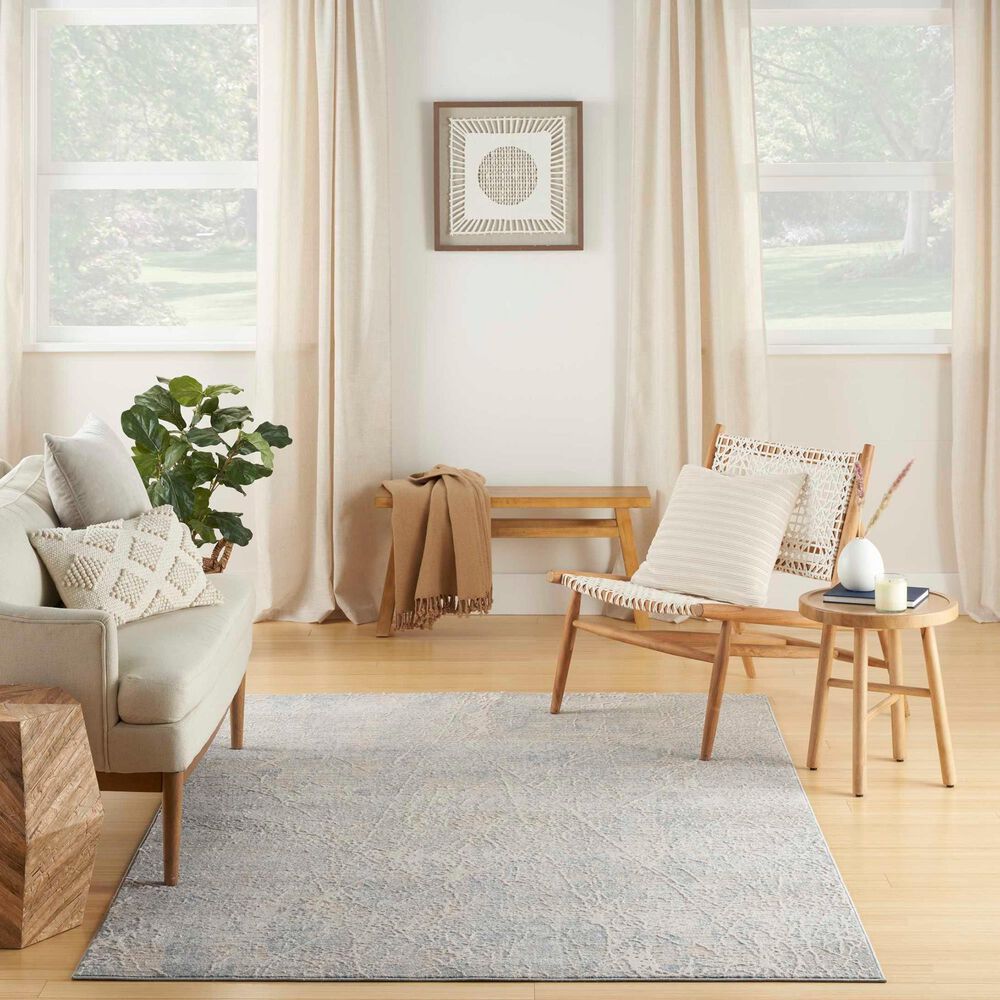 Nourison Exhale 5&#39;3&quot; x 7&#39;3&quot; Beige and Blue Area Rug, , large