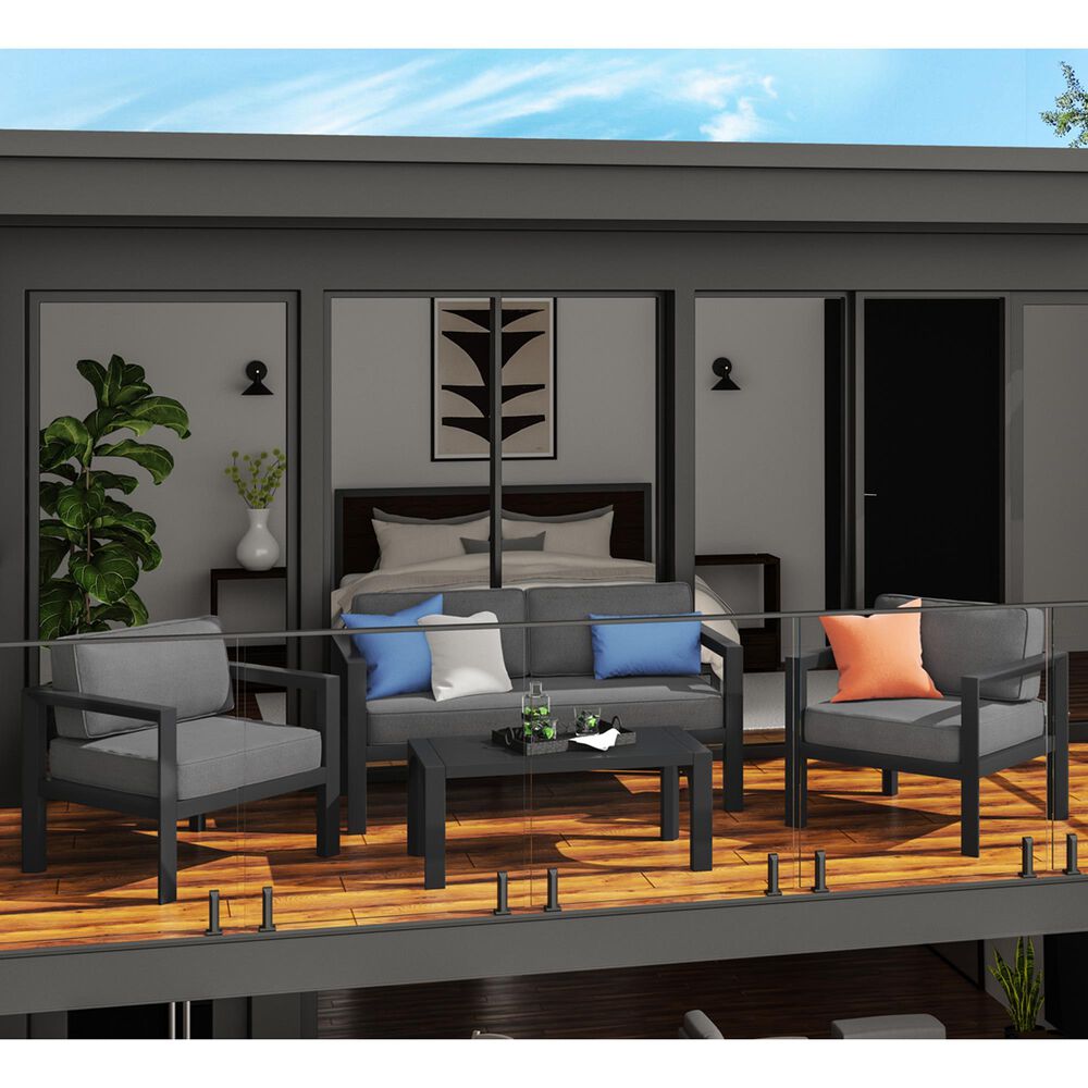 Homestyles Grayton 4-Piece Patio Conversation Set with Loveseat in Gray, , large