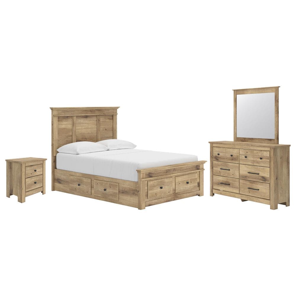 Ashley Makidern 4-Piece Full Storage Bedroom Set with Six Drawers in Natural Brown, , large