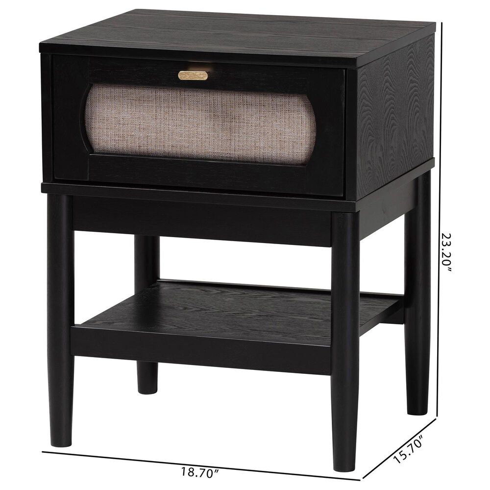Baxton Studio Shirin 1-Drawer Nightstand in Black, , large