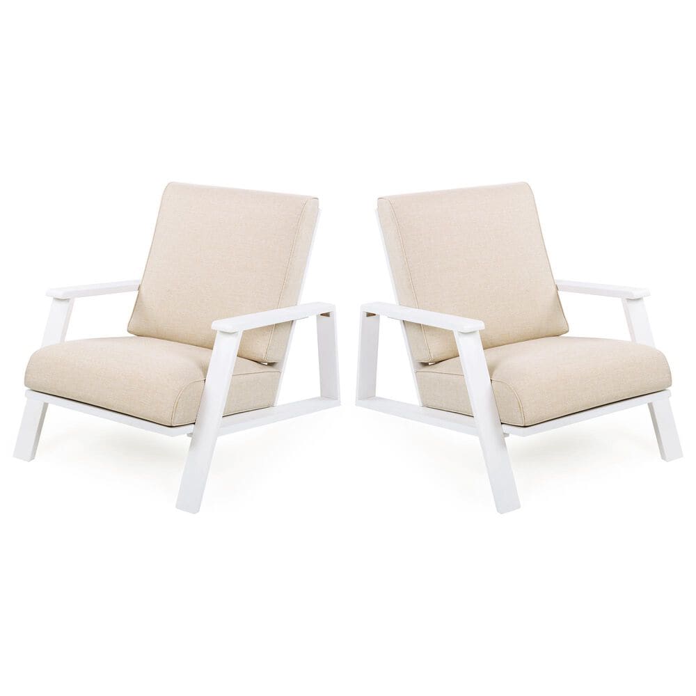 Hearth and Haven Outdoor Lounge Chair with White Frame in Beige (Set of 2), , large