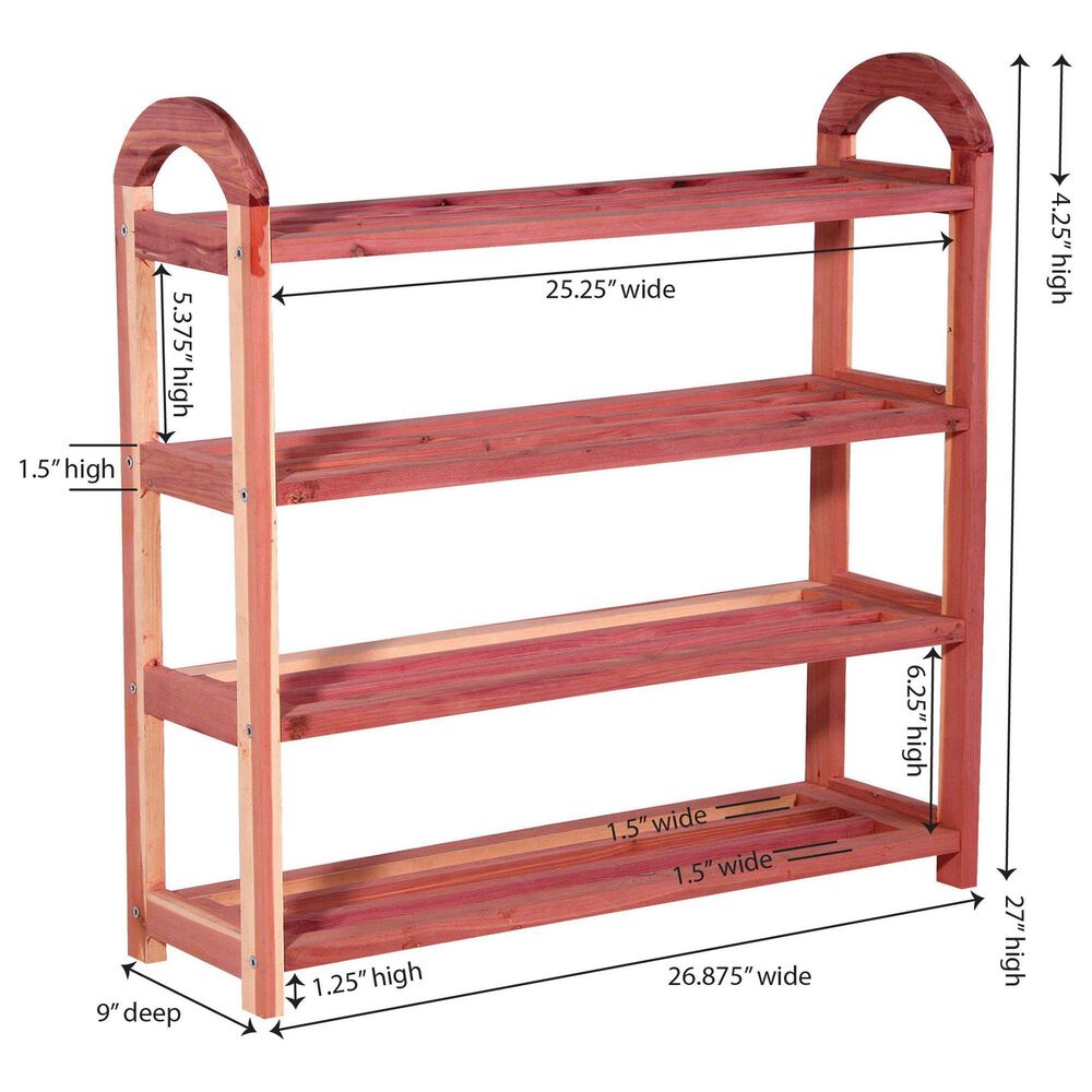 Household Essentials CedarFresh 4-Tier Cedar Shoe Rack in Brown, , large