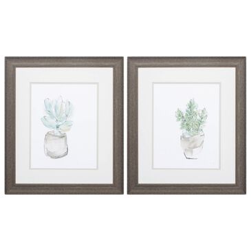 Propac Succulent Wall Art in Green and Brown (Set of 2), , large