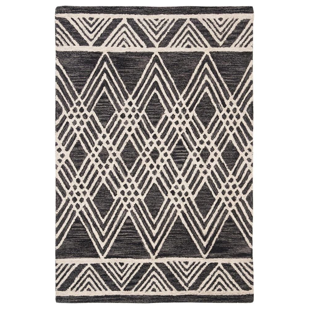 Safavieh Micro-Loop MLP155H 4" x 6" Charcoal and Ivory Area Rug, , large