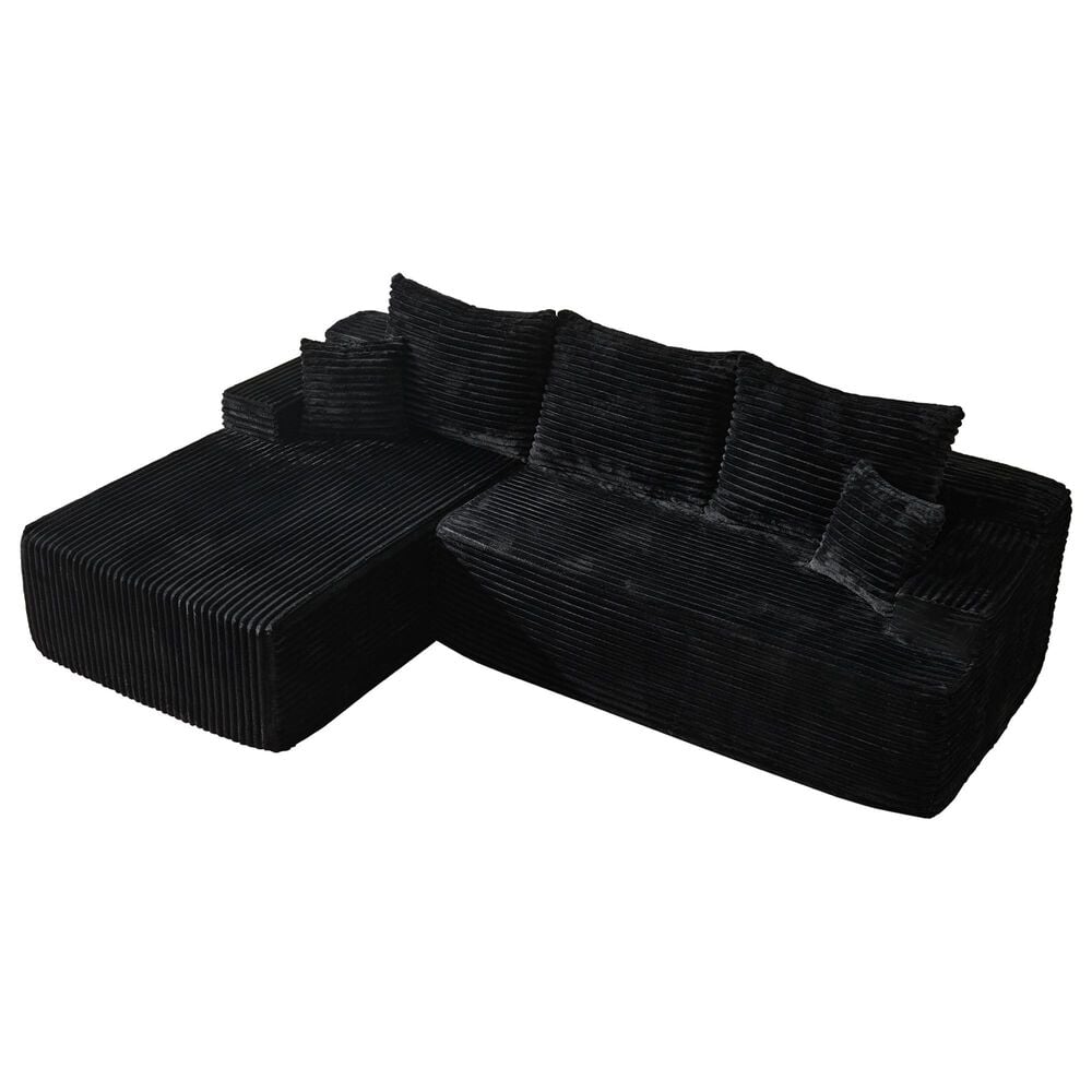 HOMLUX 2-Piece L-Shaped Sectional with Left Facing Chaise in Black, , large