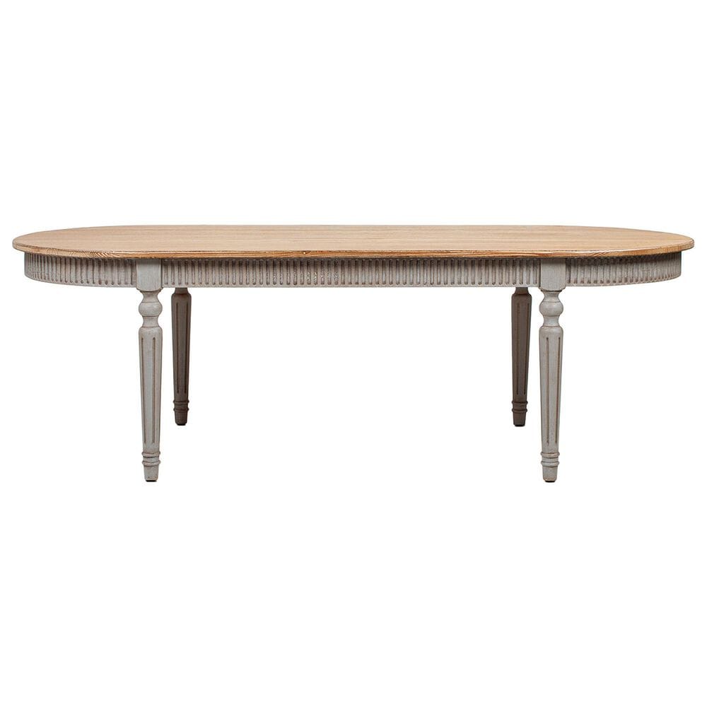 Jennifer Taylor Home Colette Oval Dining Table in Antique Natural Brown and Antique Blue-Grey - Table Only, , large