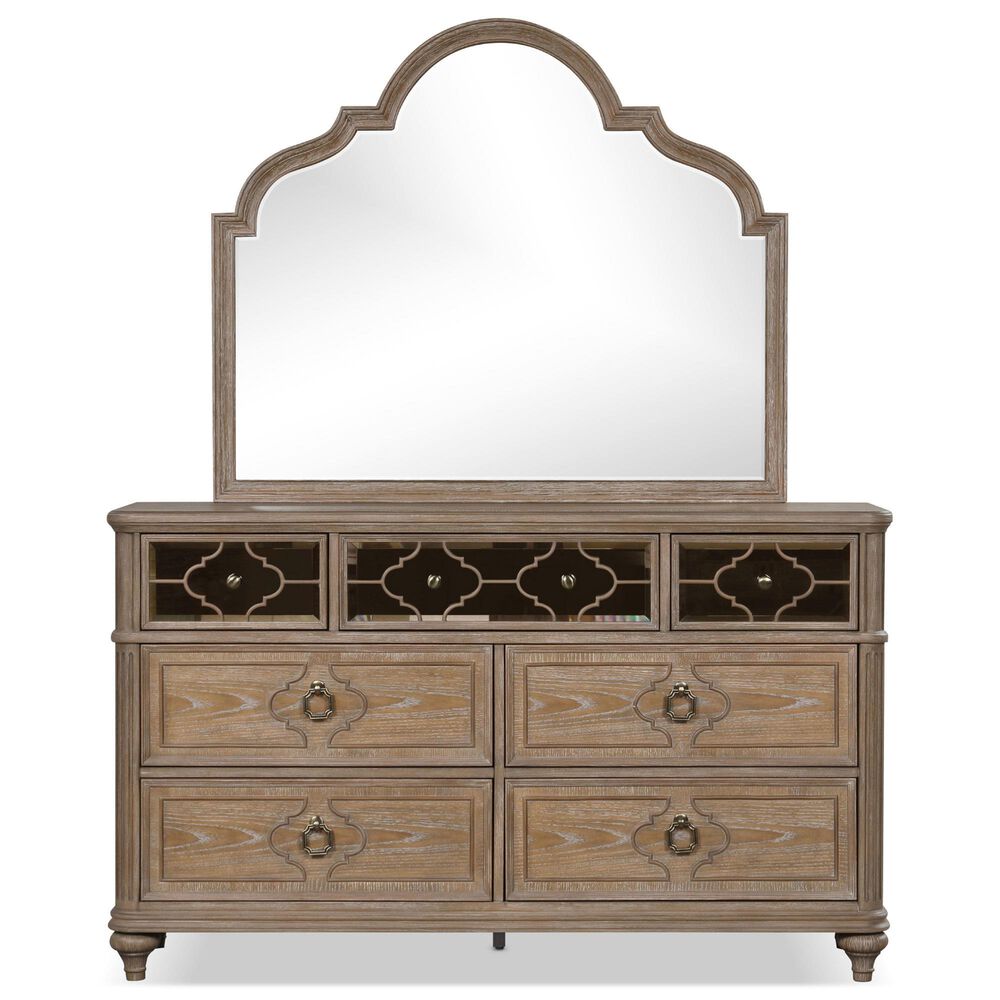 Furniture of America Lyris 7-Drawer Dresser and Mirror in Rustic Oak, , large