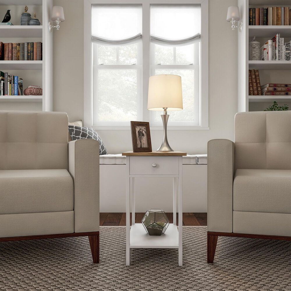 Timberlake Lavish Home Storage Side Table in White/Honey Oak, , large