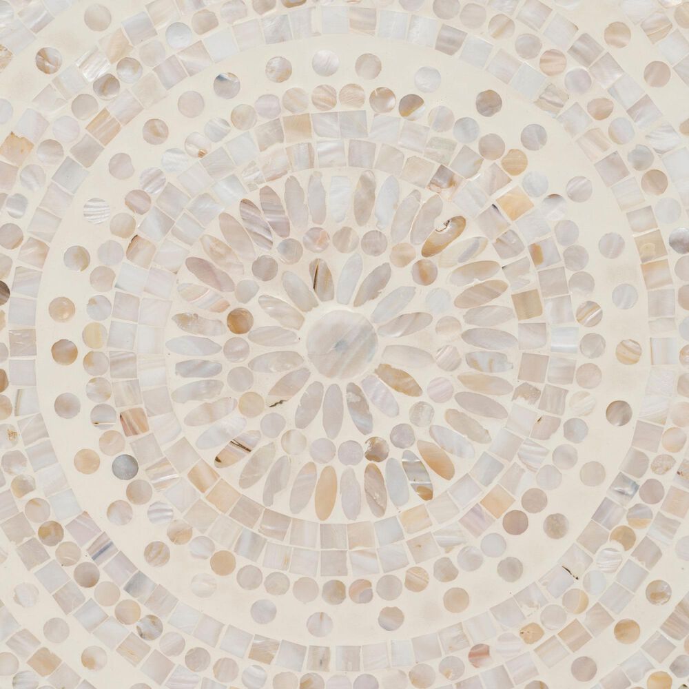 Linon Home Decor Partia Capiz Square Coffee Table in Cream, , large