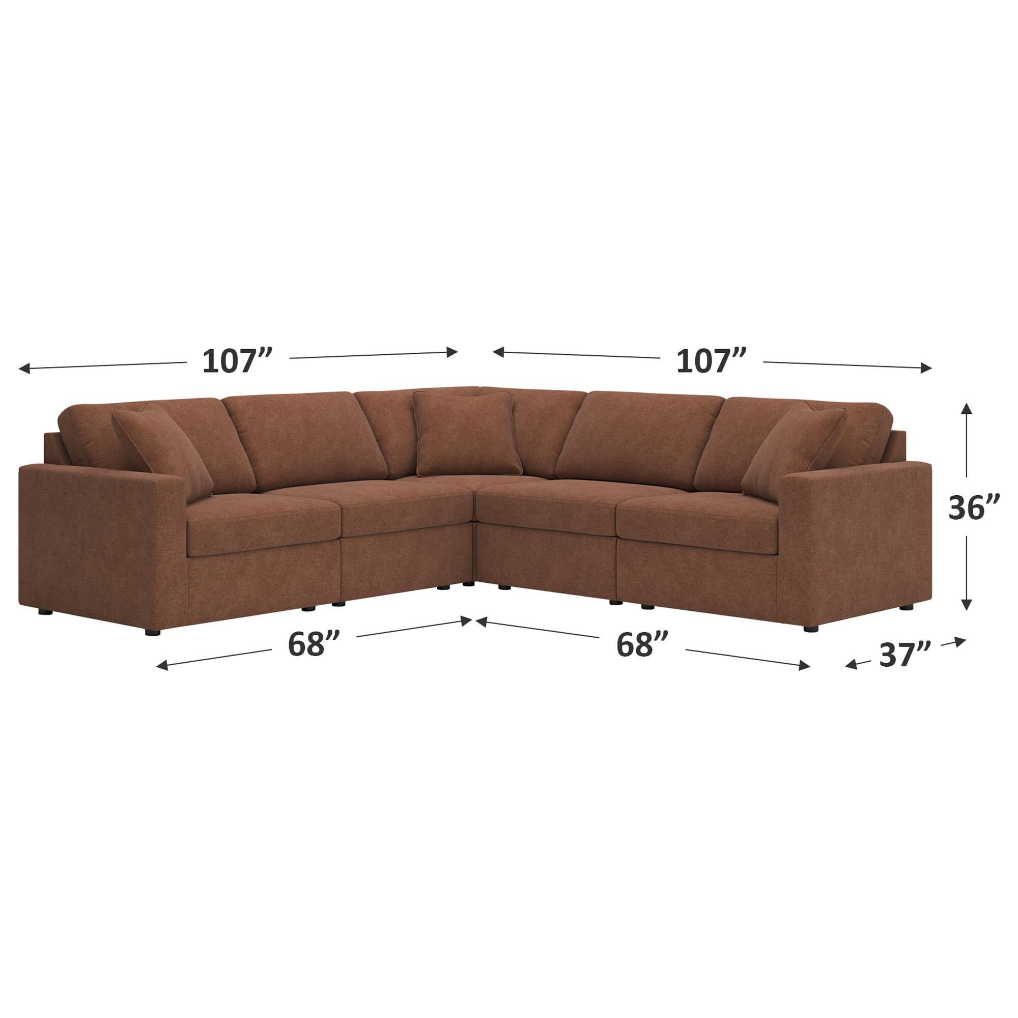 Ashley Modmax 5-Piece Sectional in Spice with Next-Gen Nuvella