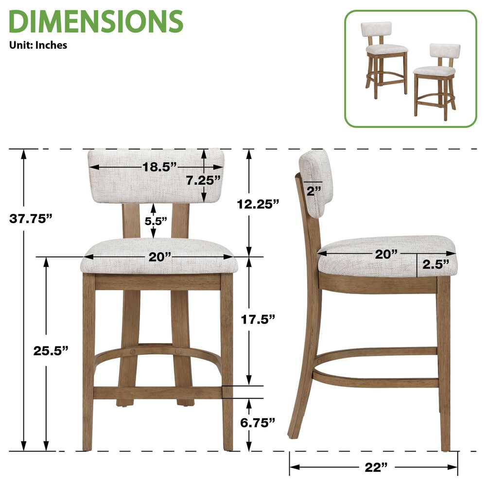 Valor Living Hanson 26" Counter Stool in Linen, , large